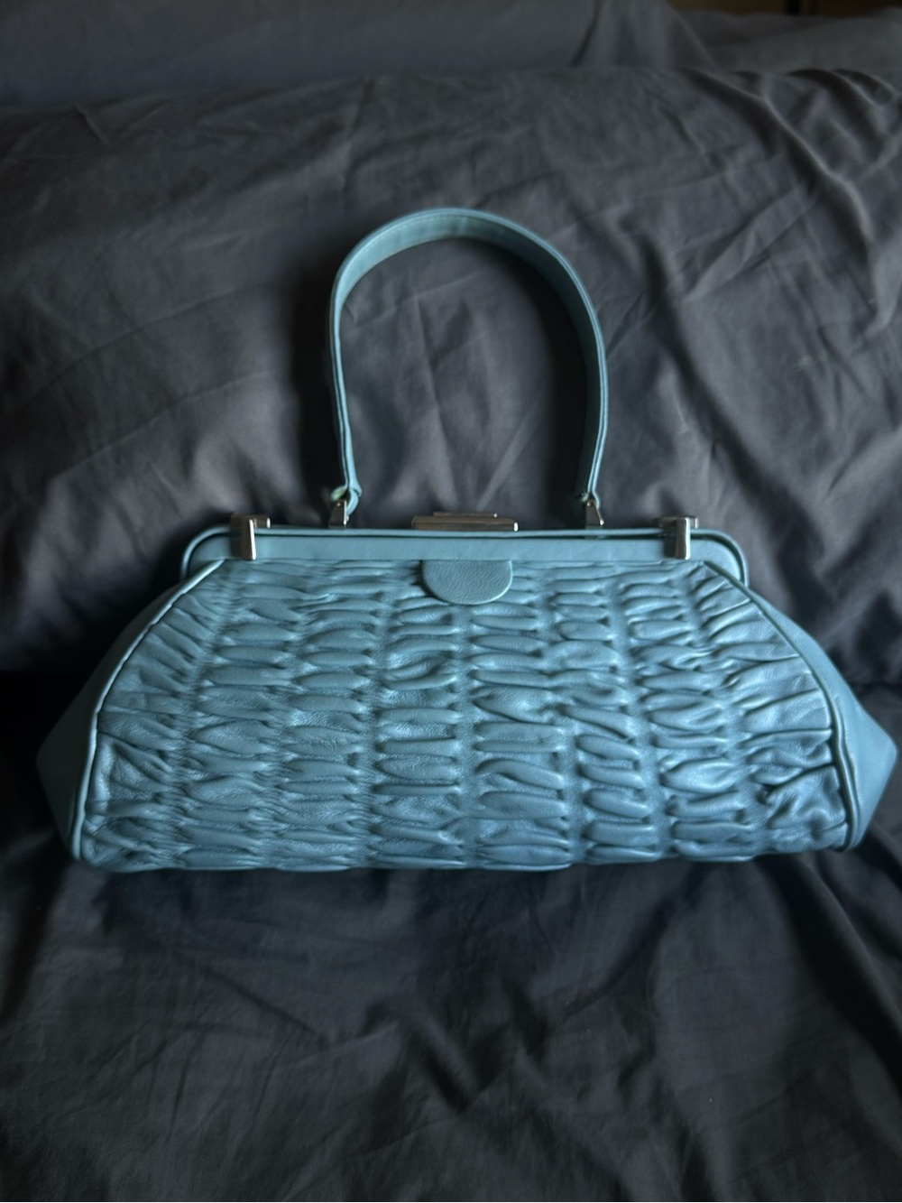 Unique, authentic,Blue  leather designer Bag
